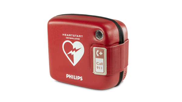 Philips FRx AED in red carry case