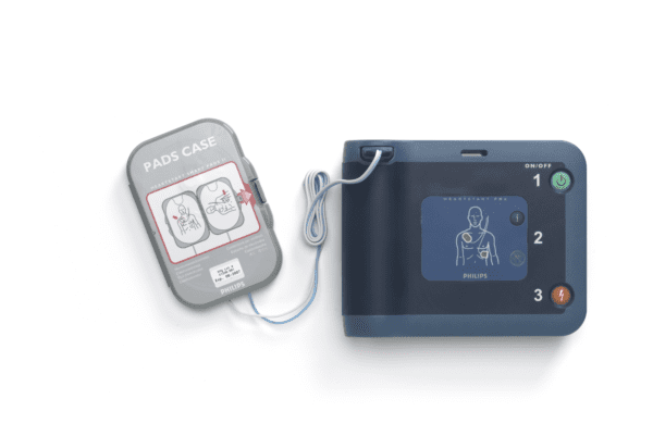 Philips FRX AED with SMART pads connected
