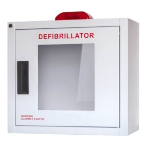 AED surface mounted wall cabinet with alarm and strobe