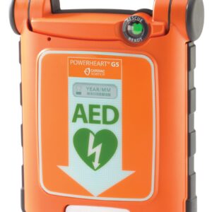 Cardiac Science Powerheart G5 AED viewed from the front left