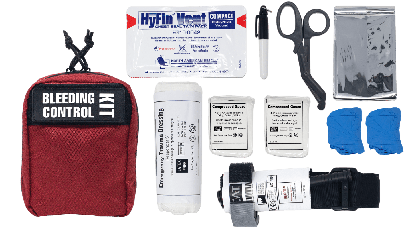 Intermediate Bleeding Control Kit with all contents laid out